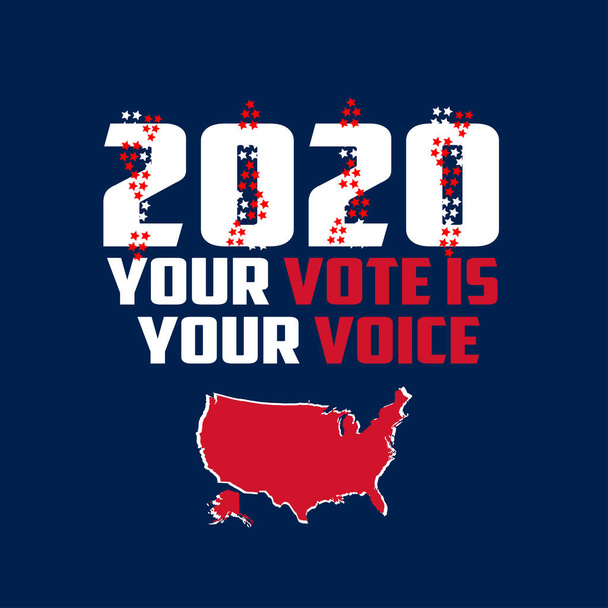 День виборів. Vote 2020 in USA Уса обговорює питання президентського голосування 2020 року. Виборчий постер. Політична кампанія - Вектор, зображення