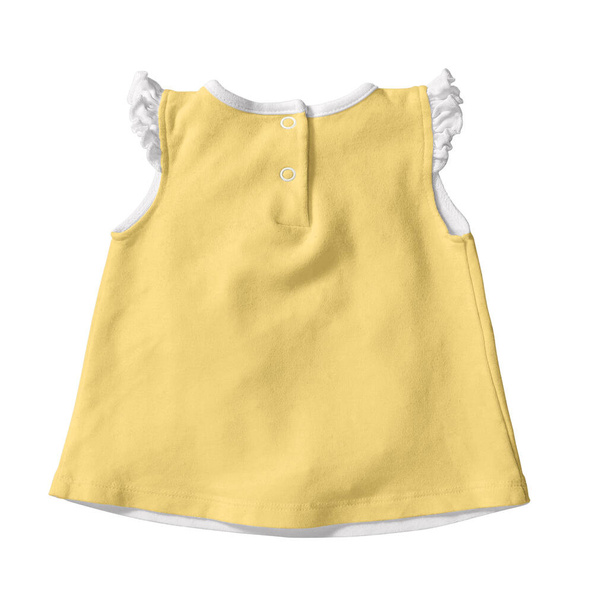 Это Назад Вид Симпатичное детское платье макет в цвете лимон Meringue, является простым блюдом искушения и готов к использованию. - Фото, изображение