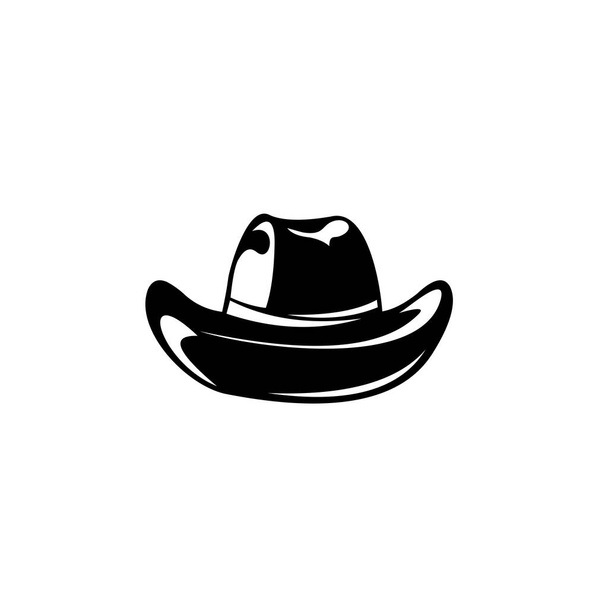 Ikona kowboja kapelusz, Retro kapelusz, Projekt godło na białym tle - Wektor, obraz