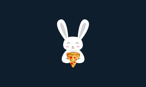 кролик с пиццей милый логотип векторный дизайн иконки - Вектор,изображение