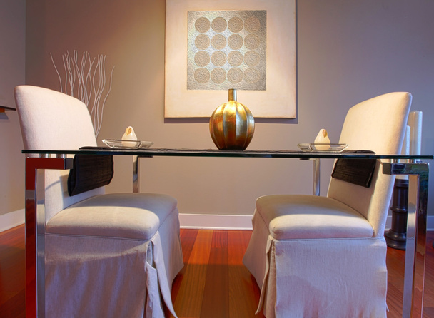 Elegant dining table set in a modern living room - Foto, imagen