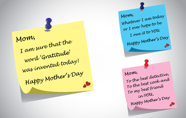 różne kolorowe matki szczęśliwy dzień Cytaty po to Uwaga zestaw. trzy unikalne kreatywne Cytaty przez dzieci matka podziękować za pomocą koloru postit notatki - relacja wdzięczność koncepcja ilustracja kolekcji - Zdjęcie, obraz