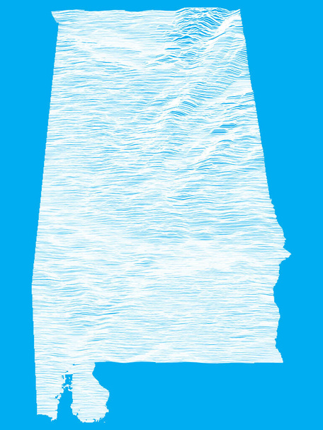 Blue Smooth Topographic Relief Peaks and Valleys Karte des US-Bundesstaates Virginia - Vektor, Bild