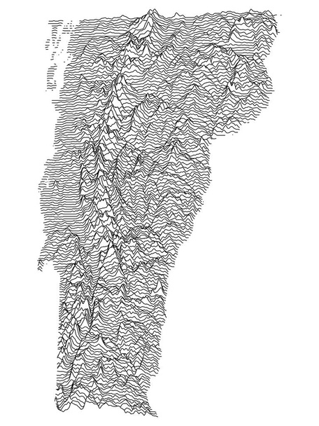 Mapa topográfico de los picos y valles del estado federal de Vermont - Vector, Imagen