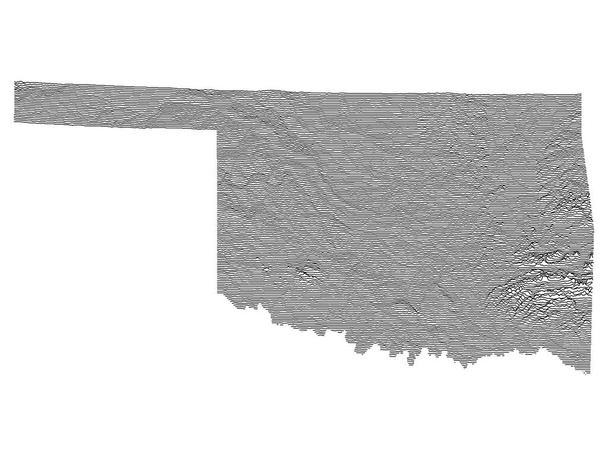 Topographische Relief Peaks and Valleys Karte des US-Bundesstaates Oklahoma - Vektor, Bild