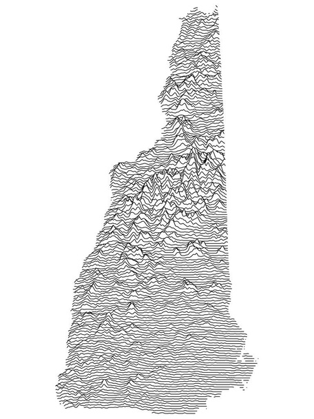 Topographic Relief Peaks and Valleys Map of US Federal State of New Hampshire - Vetor, Imagem