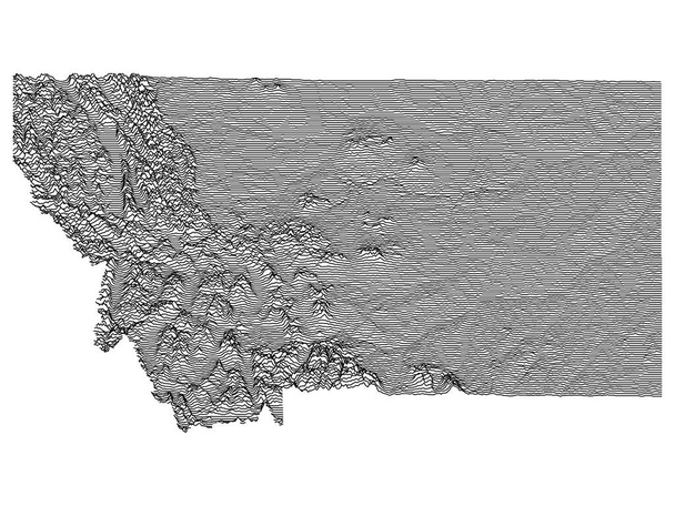 Topographic Relief Peaks and Valleys Map of US Federal State of Montana - Vector, Image