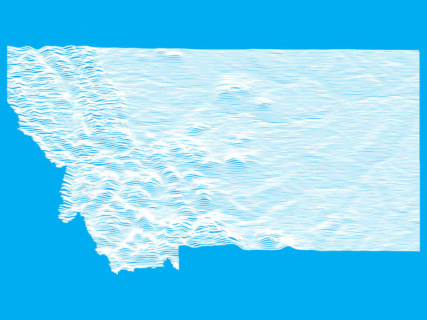 Синие гладкие топографические реликвии и карта долин федерального штата США Монтана - Вектор,изображение