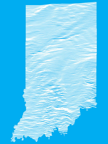 Blue Smooth Topographic Relief Peaks and Valleys Karte des US-Bundesstaates Indiana - Vektor, Bild