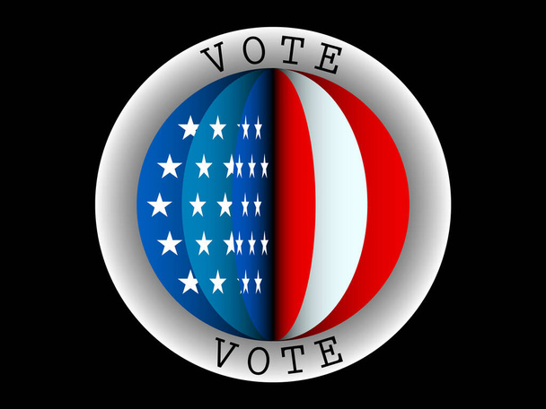 Ψηφίστε στις εκλογές πολύχρωμο σήμα με αμερικανική σημαία - Διάνυσμα, εικόνα