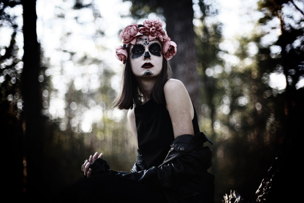 dívka s halloween make-upu, santa muerte - Fotografie, Obrázek