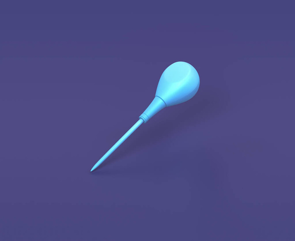 Isometric scratch awl chisel on blue background, single color workshop and DIY tool, 3d rendering - Photo, Image