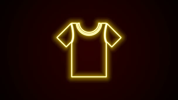 Brilhante ícone de t-shirt de linha de néon isolado no fundo preto. Animação gráfica em movimento de vídeo 4K - Filmagem, Vídeo