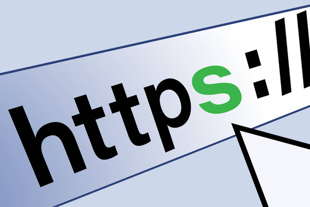 Secure https connection and block the sign on the navigation bar. The security concept of the browser and the network. - Vector, Image