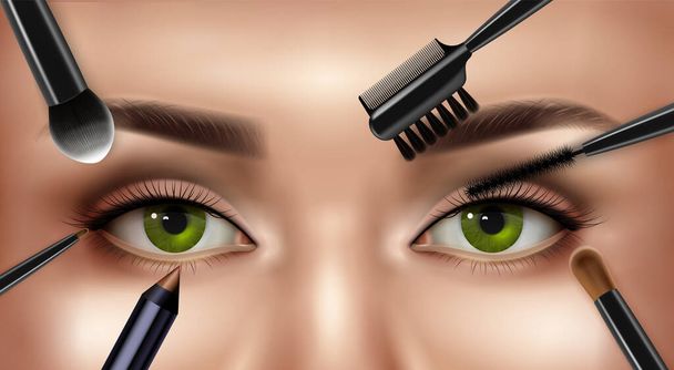 Makeup oči realistické složení - Vektor, obrázek