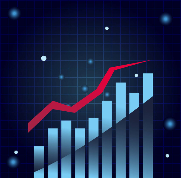 bars chart with increase line gradient style icon vector design - Vector, Image
