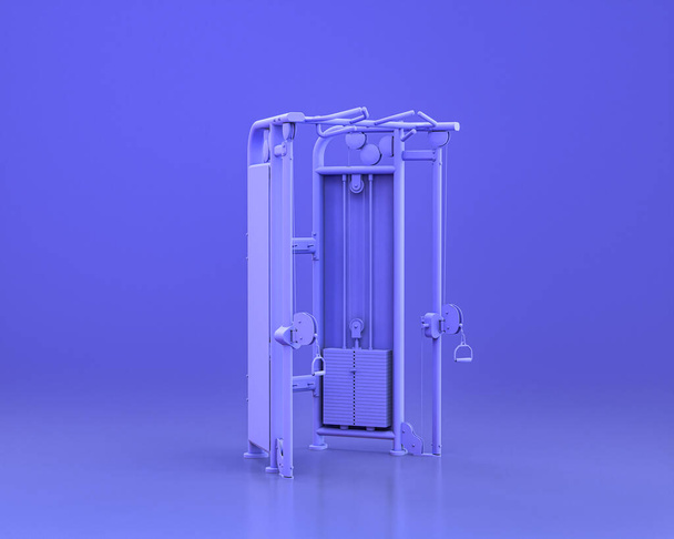 ボディビルドジム機器モノクロの青の背景、 3Dレンダリング、電源ライン - 写真・画像