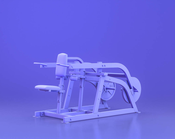 équipements de gymnastique body build, en fond de couleur bleu monochrome, rendu 3d, ligne électrique - Photo, image
