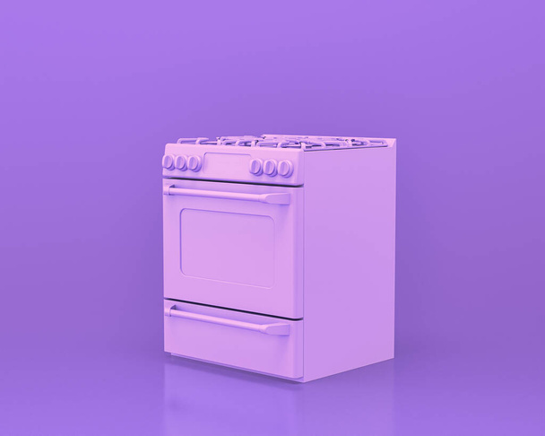 countertop stove oven,Kitchen appliances in monochrome single pink purple color room, 3d rendering, kitchen tools and machines, isolated - Foto, imagen