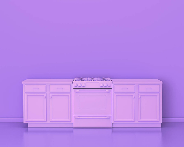 Aparelhos de cozinha em monocromático quarto cor roxo único rosa, renderização 3d, utensílios de cozinha e máquinas, isolado - Foto, Imagem