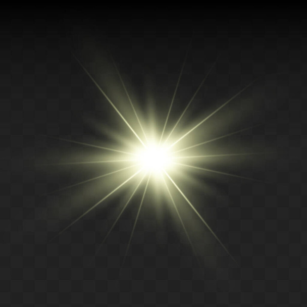 Resplandor aislado efecto de luz amarilla, destello de lente - Vector, Imagen