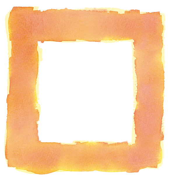 Orange Yellow Watercolor Square Frame Border - Photo, Image