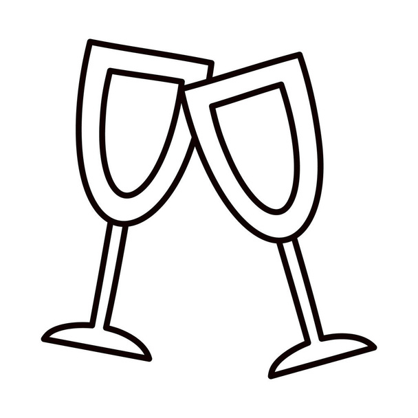 icona bicchieri di champagne, stile linea - Vettoriali, immagini