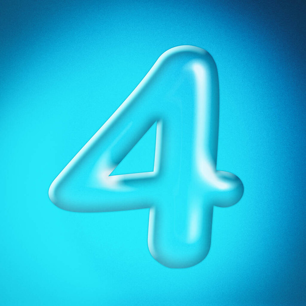 Water Font Number 4 Font clear water letter. 3D Rendering - Photo, Image