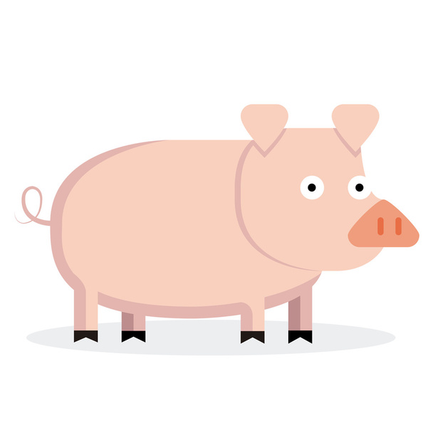 かわいい漫画の豚の白い背景で隔離 - ベクター画像