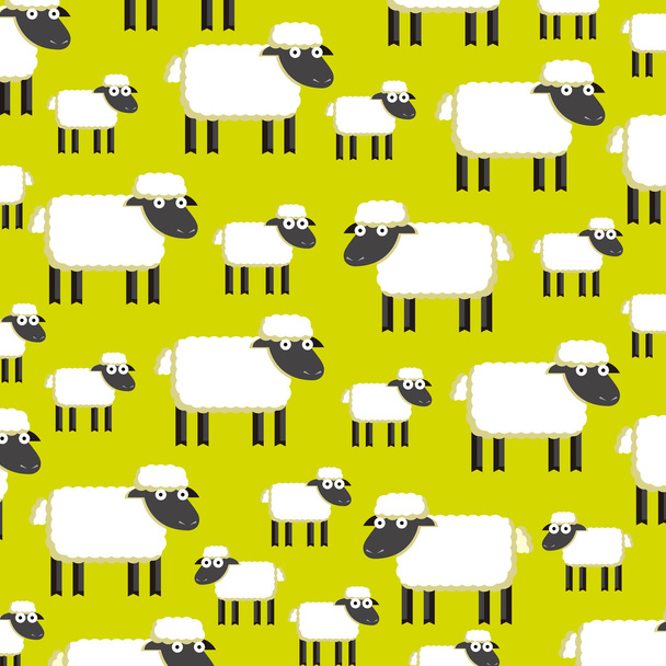 Background With A Herd Of Sheeps On A Field - Vector, Image