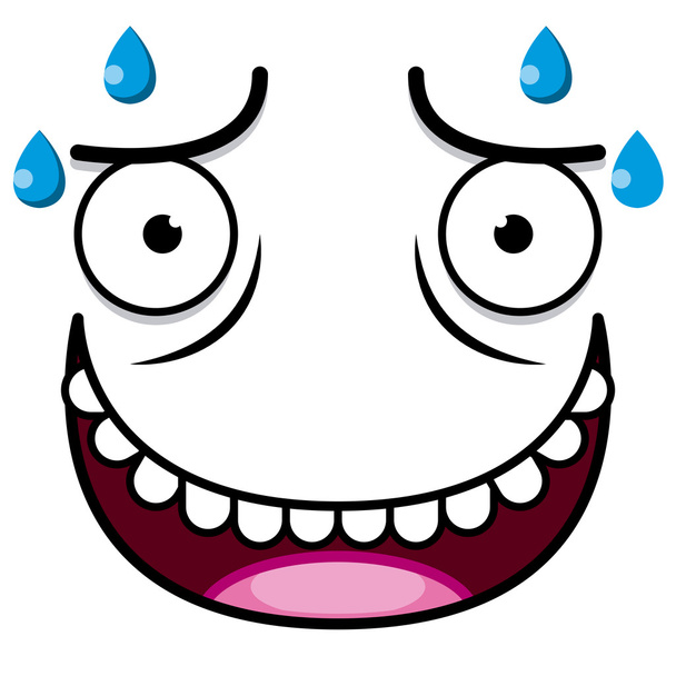 A Vector Cute Cartoon White Sweaty Face  - Vector, Image