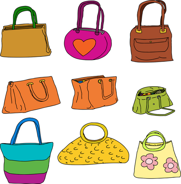 mooie portemonnees en handtassen - Vector, afbeelding