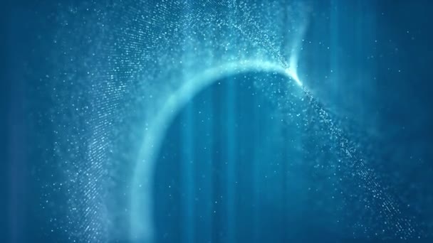 Bright Blue Arc Particles Float In The Space. - animations - Footage, Video
