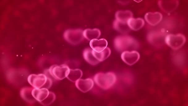 Hermosos corazones rosados flotando en el espacio - Fondo de animación. - gráficos - Metraje, vídeo