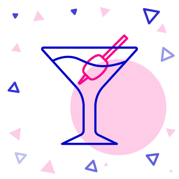 Линия мартини стеклянная икона изолированы на белом фоне. Икона коктейля. Значок из винного стекла. Красочная концепция контура. Вектор. - Вектор,изображение