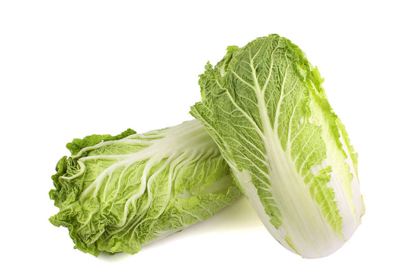 fresh chinese cabbage on a white background, delicious, natural - Фото, изображение