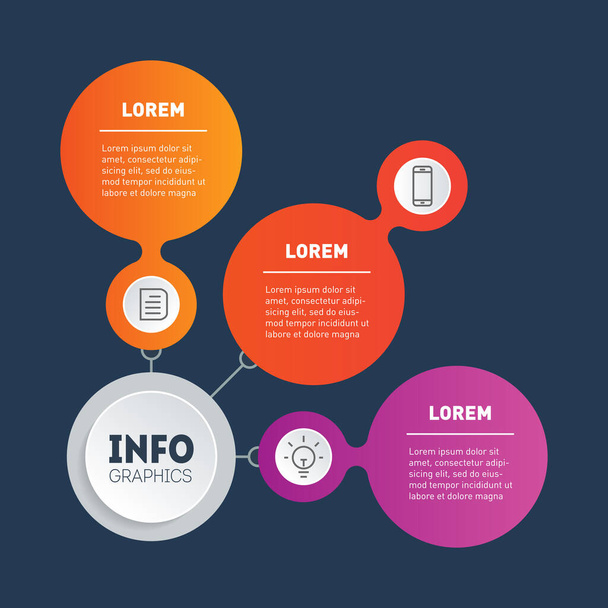 Brochure design template. Business presentation concept with 3 options. Template of info chart. Infographic or diagram of technological or education process with three directions. - Vektor, Bild