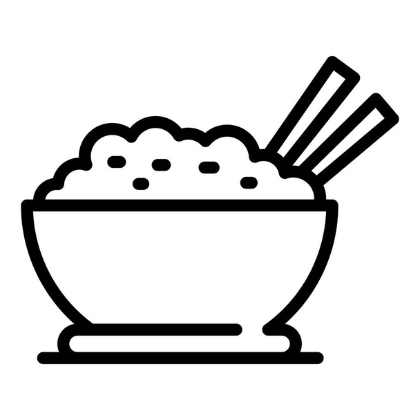 Rice bowl icon, outline style - Wektor, obraz