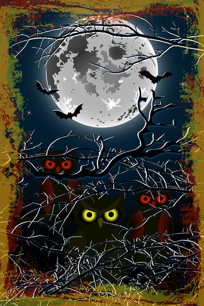 Halloween uil maan achtergrond eps10 - Vector, afbeelding