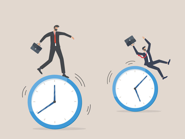 businessmen riding rolling clock, vector illustration - Vector, Image