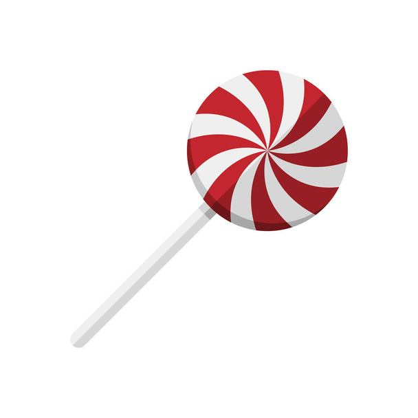 Vector flat design Christmas Red Swirl Lollipop - Vector, Image