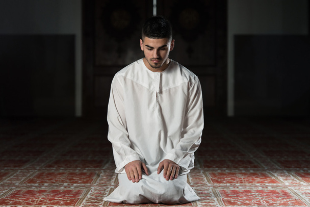 Muslim Praying In Mosque - Фото, изображение