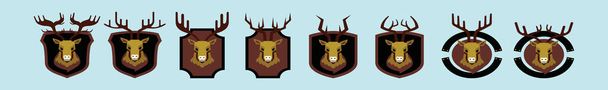 set of deer head logo. modern cartoon icon design template with various models. vector illustration isolated on blue background - Vector, Image