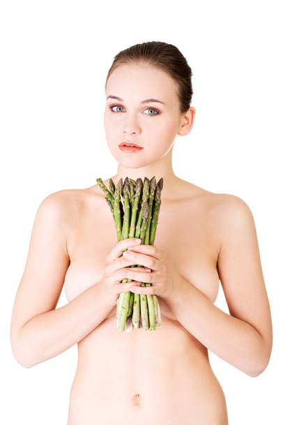 Woman with  asparagus - Φωτογραφία, εικόνα