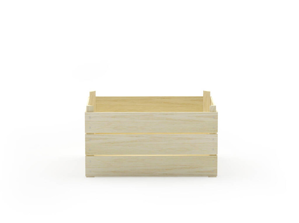 Jedna prázdná dřevěná nákladní skříňka izolovaná na bílém pozadí. 3D ilustrace - Fotografie, Obrázek
