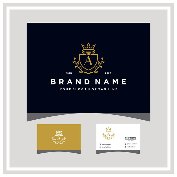 letter A attorney shield logo design and business card vector template - Vector, Image