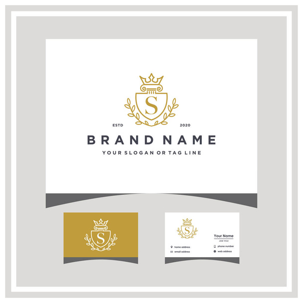 letter S attorney shield logo design and business card vector template - Vector, Image