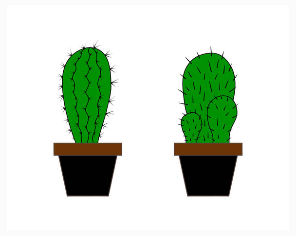 Icona raccolta cactus Doodle isolato su bianco. Disegno a mano a casa fiori. Illustrazione del titolo vettoriale. EPS 10 - Vettoriali, immagini