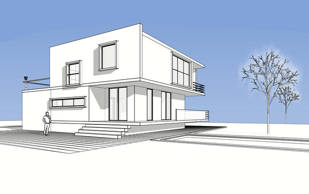 Modern bir evin 3D görüntüsü - Fotoğraf, Görsel