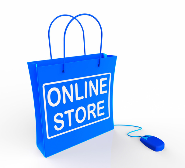 çevrimiçi mağaza çanta internet ticaret ve satış temsil eder. - Fotoğraf, Görsel